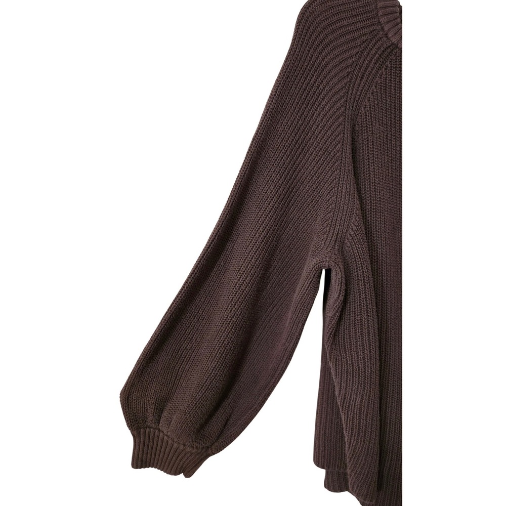 Pact Organic Cotton Shaker Stitch Cutout Sweater Brown XL Raglan Balloon Sleeve - Picture 5 of 8